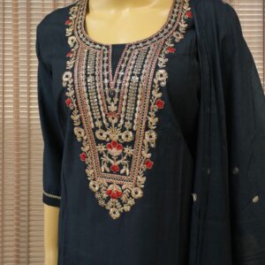Zari Embrodery on Yok Kurta Set - Blue