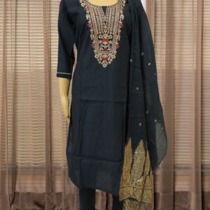 Alternative view of Zari Embrodery on Yok Kurta Set - Blue