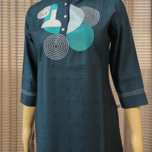 Geometrical Pattern Thread work Cord Set - Peacock Green