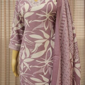 Alternative view of Lilac and White Printed Kurta Set