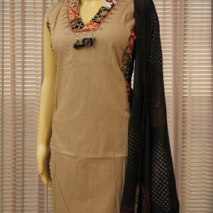 Alternative view of Brown & Black with Mirror work Kurta Set