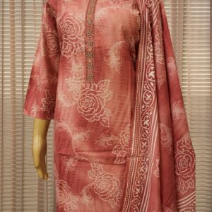 Alternative view of Pink with White Prints & Cut Dana work Kurta Set