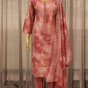 Pink with White Prints & Cut Dana work Kurta Set
