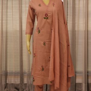 Dusty Pink Floral Thread work Kurta Set