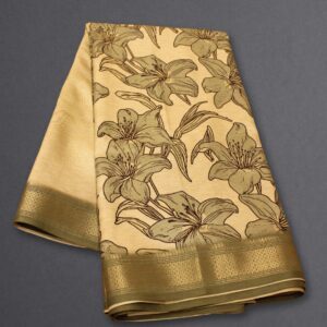 Alternative view of Big Floral Prints with Zari Woven Border Fancy Saree