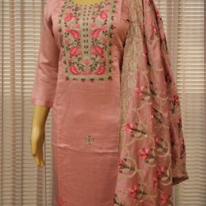 Alternative view of Dusty Pink with Kashmiri Embroidery Kurta Set