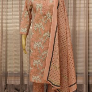 Baby Pink with White Floral Prints Cotton Kurta Set