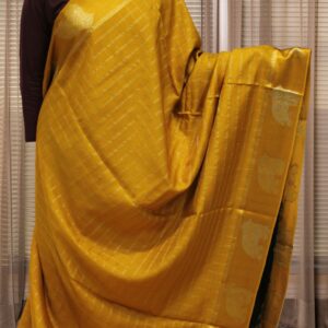 Zari Woven Checks with Elephant Motifs on Satin Border Viscose Dola Saree