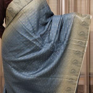 Zari Buttas with Printed Border Ombre Jute Saree