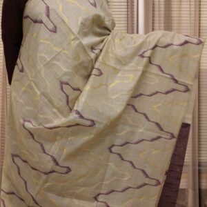 Woven Geometrical Pattern Muga Cotton Saree