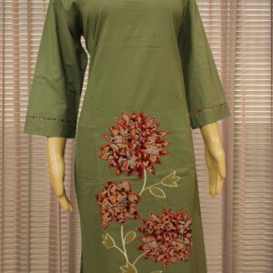 Alternative view of Green with Floral Aplique work & Embroidery Cord Set
