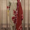 Grey & Pink Printed with Cut Dana work on Neck Line Kurta Set
