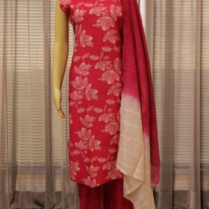 Fuchsia Pink with White Prints & Cut Dana work on Neck Line Kurta Set