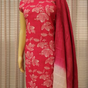 Alternative view of Fuchsia Pink with White Prints & Cut Dana work on Neck Line Kurta Set