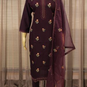 Winish Purple with Floral Embroidery & Sequence Kurta Set