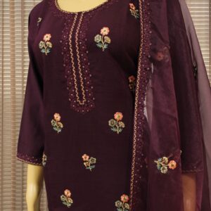 Alternative view of Winish Purple with Floral Embroidery & Sequence Kurta Set