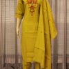 Cross Stitch Floral Embroidery Kurta Set - Mustard