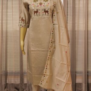Embroidery & Sequence work on Yok Kurta Set - Beige
